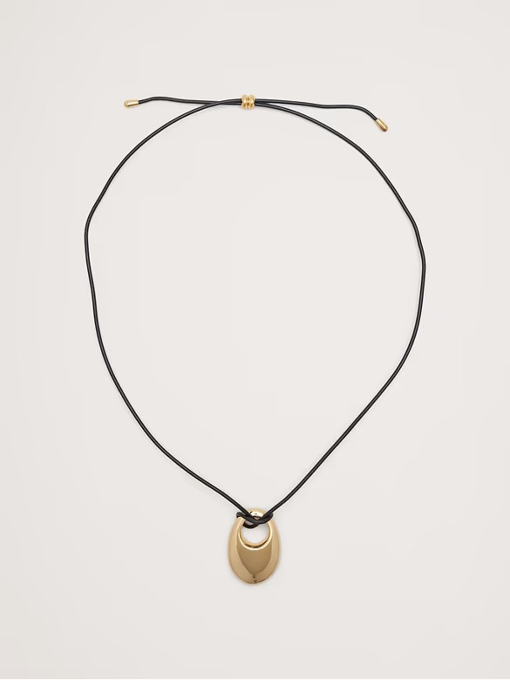 Banana Republic 14k Gold O Ring Sculpted Pendant Cord Necklace